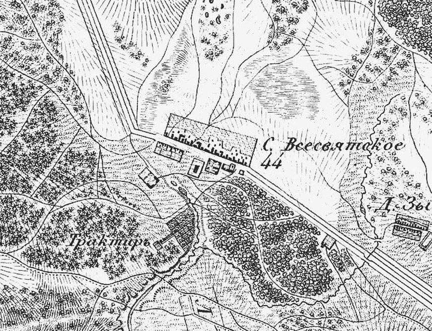 Всехсвятское на карте 1823 года, составленной по материалам 1818 года. Фото: wikipedia.org, etomesto.ru/karta64